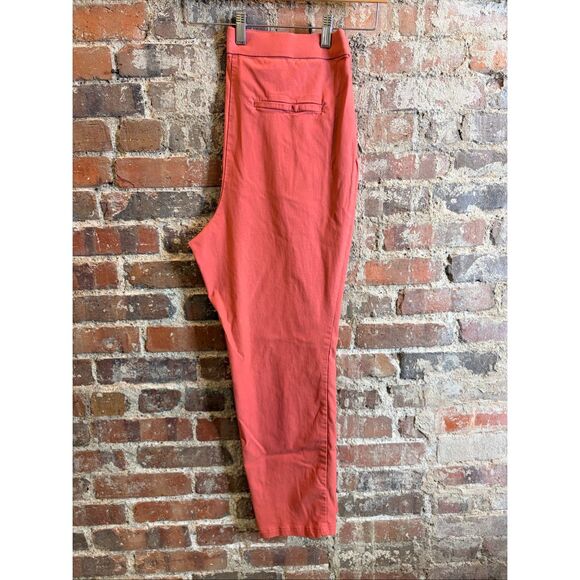 JULES & LEOPOLD • Coral Pink High Waisted Skinny Straight Leg Crop Dress Slacks - Picture 7 of 9